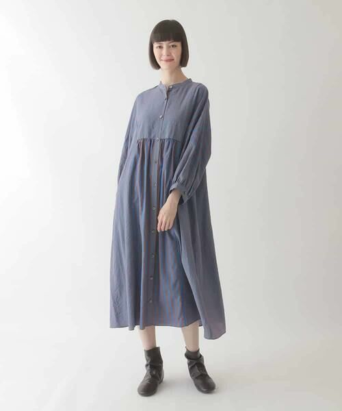 HIROKO BIS / ヒロコビス ロング・マキシ丈ワンピース | ストライプパターン切り替えデザインワンピース /洗える | 詳細26