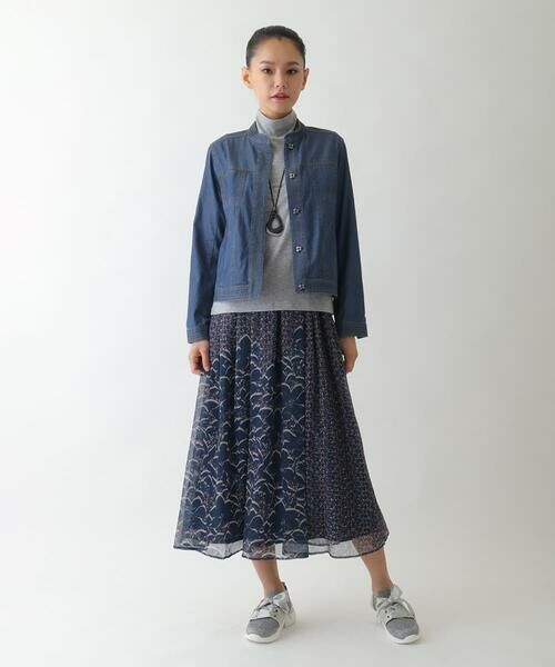 HIROKO BIS / ヒロコビス ロング・マキシ丈スカート | 楊柳シフォンフラワープリントスカート /洗える | 詳細11