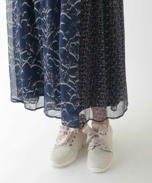 HIROKO BIS / ヒロコビス ロング・マキシ丈スカート | 楊柳シフォンフラワープリントスカート /洗える | 詳細5