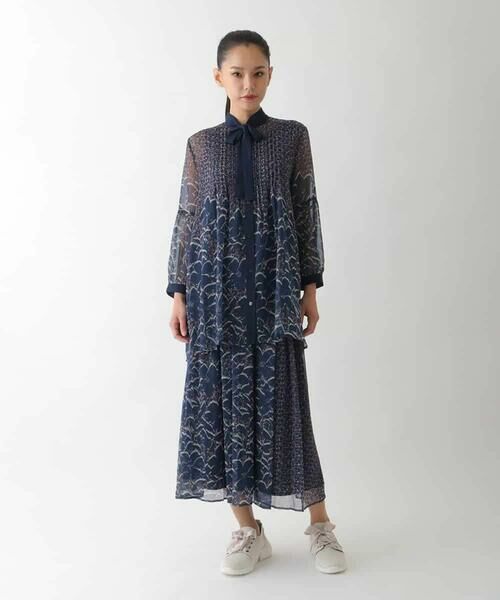 HIROKO BIS / ヒロコビス ロング・マキシ丈スカート | 楊柳シフォンフラワープリントスカート /洗える | 詳細8