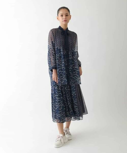 HIROKO BIS / ヒロコビス ロング・マキシ丈スカート | 楊柳シフォンフラワープリントスカート /洗える | 詳細9