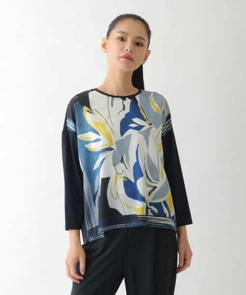 HIROKO BIS / ヒロコビス カットソー | アートプリント切り替えデザインプルオーバー /洗える | 詳細1