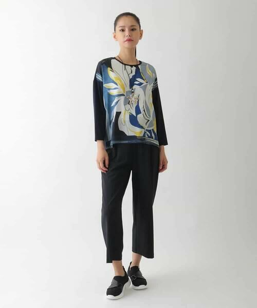 HIROKO BIS / ヒロコビス カットソー | アートプリント切り替えデザインプルオーバー /洗える | 詳細9