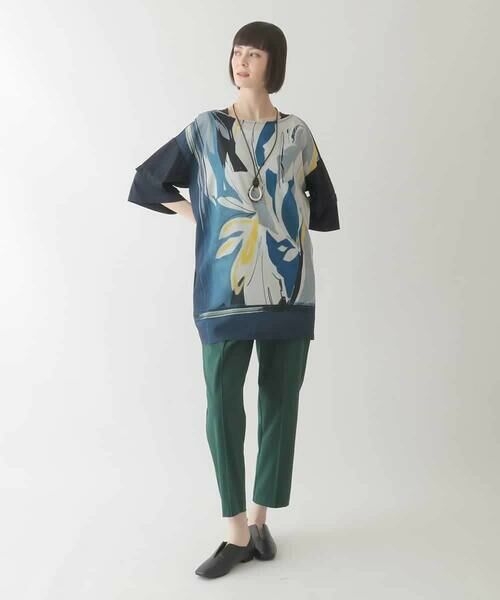 HIROKO BIS / ヒロコビス チュニック | アートプリント切り替えデザインチュニック /洗える | 詳細11