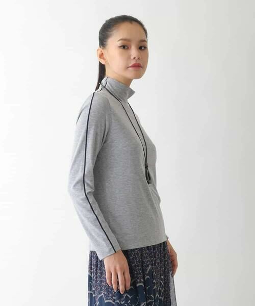 HIROKO BIS / ヒロコビス カットソー | 配色ラインハイネックインナートップ /洗える | 詳細12