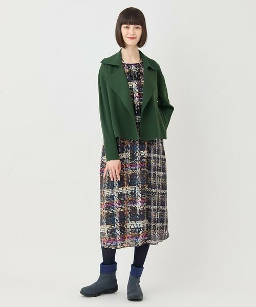 HIROKO BIS / ヒロコビス ロング・マキシ丈ワンピース | ウエストギャザーチェックプリントワンピース /洗濯機で洗える | 詳細13