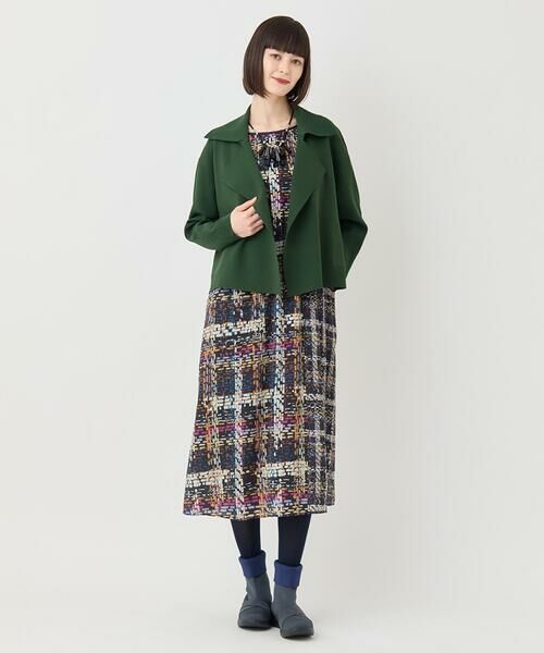 HIROKO BIS / ヒロコビス ロング・マキシ丈ワンピース | ウエストギャザーチェックプリントワンピース /洗濯機で洗える | 詳細14