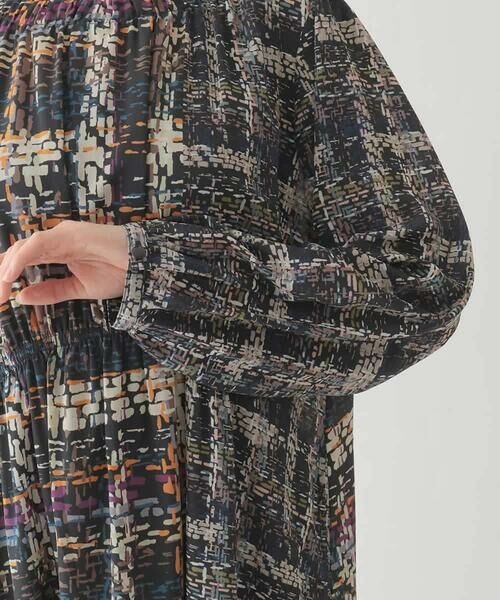 HIROKO BIS / ヒロコビス ロング・マキシ丈ワンピース | ウエストギャザーチェックプリントワンピース /洗濯機で洗える | 詳細5