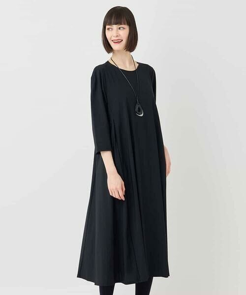 HIROKO BIS / ヒロコビス ロング・マキシ丈ワンピース | 七分丈ナイロンフレアワンピース /洗える | 詳細15
