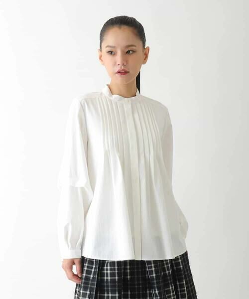 HIROKO BIS/ヒロコビス ピンタックコンシャスブラウス /洗濯機で洗える ホワイト M