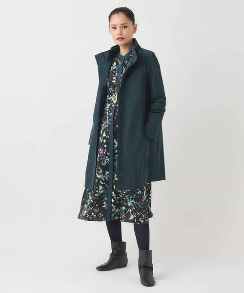 HIROKO BIS / ヒロコビス ロング・マキシ丈ワンピース | リーフプリントバンドカラーワンピース /洗濯機で洗える | 詳細14