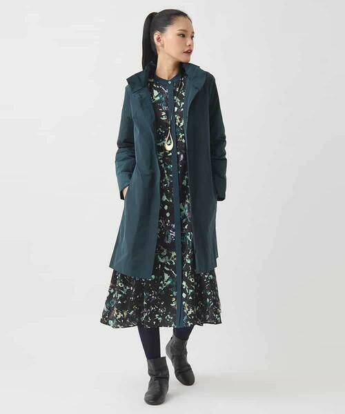 HIROKO BIS / ヒロコビス ロング・マキシ丈ワンピース | リーフプリントバンドカラーワンピース /洗濯機で洗える | 詳細15