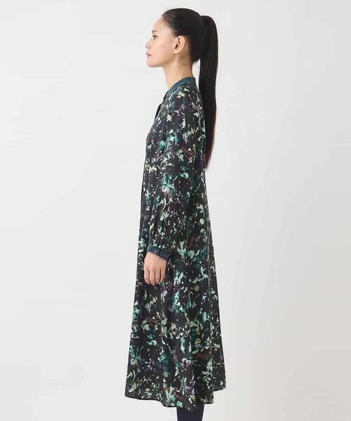 HIROKO BIS / ヒロコビス ロング・マキシ丈ワンピース | リーフプリントバンドカラーワンピース /洗濯機で洗える | 詳細2