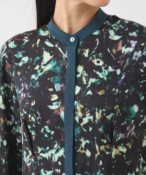 HIROKO BIS / ヒロコビス ロング・マキシ丈ワンピース | リーフプリントバンドカラーワンピース /洗濯機で洗える | 詳細4