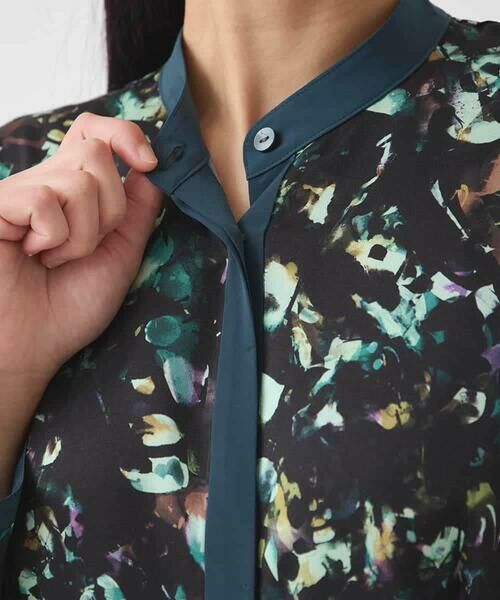 HIROKO BIS / ヒロコビス ロング・マキシ丈ワンピース | リーフプリントバンドカラーワンピース /洗濯機で洗える | 詳細7