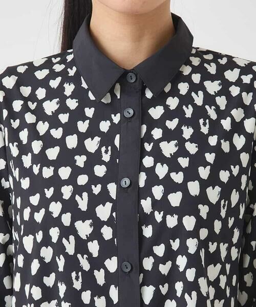 HIROKO BIS / ヒロコビス ロング・マキシ丈ワンピース | ハート柄ドット衿付きシャツワンピース /洗える | 詳細15