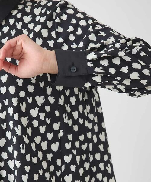 HIROKO BIS / ヒロコビス ロング・マキシ丈ワンピース | ハート柄ドット衿付きシャツワンピース /洗える | 詳細17