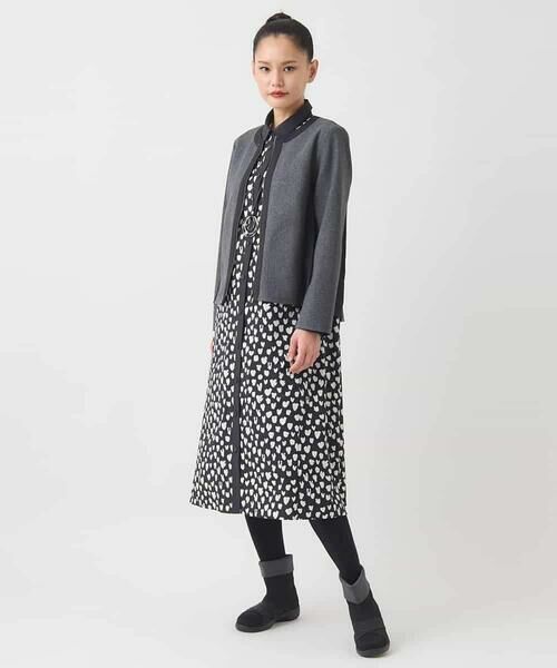 HIROKO BIS / ヒロコビス ロング・マキシ丈ワンピース | ハート柄ドット衿付きシャツワンピース /洗える | 詳細30