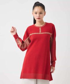 HIROKO BIS / ヒロコビス チュニック | プレーティング刺繍ニットチュニック