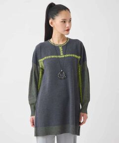 HIROKO BIS / ヒロコビス チュニック | プレーティング刺繍ニットチュニック