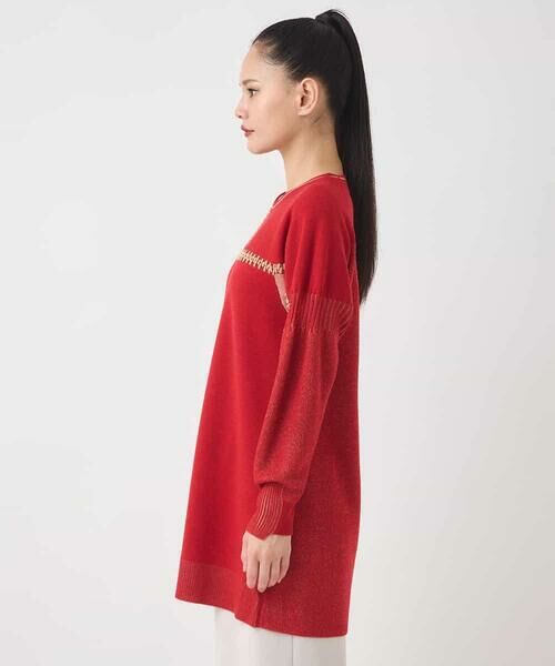 HIROKO BIS / ヒロコビス チュニック | プレーティング刺繍ニットチュニック | 詳細1