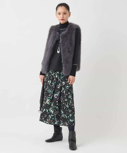 HIROKO BIS / ヒロコビス ロング・マキシ丈スカート | リーフプリントスカート /洗濯機で洗える | 詳細10