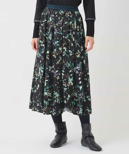 HIROKO BIS / ヒロコビス ロング・マキシ丈スカート | リーフプリントスカート /洗濯機で洗える | 詳細7
