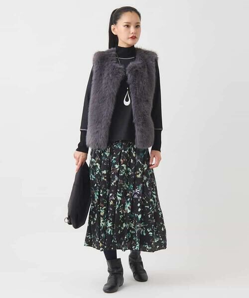 HIROKO BIS / ヒロコビス ロング・マキシ丈スカート | リーフプリントスカート /洗濯機で洗える | 詳細8