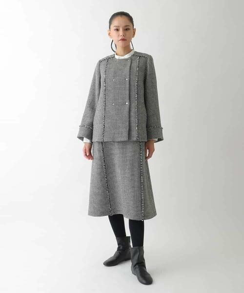 HIROKO BIS / ヒロコビス ノーカラージャケット | 千鳥チェックツイードジャケット | 詳細12