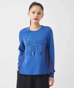 HIROKO BIS / ヒロコビス カットソー | スパンコール刺繍ロゴプルオーバー /洗える