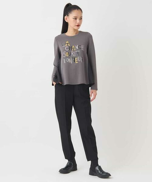 HIROKO BIS / ヒロコビス カットソー | スパンコール刺繍ロゴプルオーバー /洗える | 詳細13