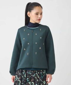 HIROKO BIS / ヒロコビス カーディガン・ボレロ | ビジューエンブロイダリーカーディガン /洗える