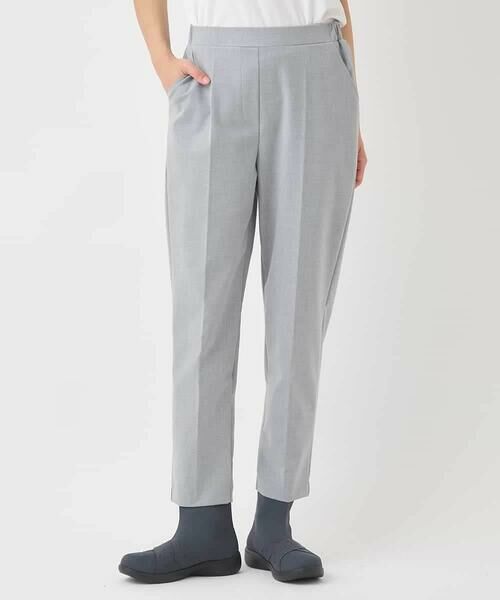 HIROKO BIS / ヒロコビス ショート・ハーフ・半端丈パンツ | センタープレステーパードパンツ /洗える(グレー)