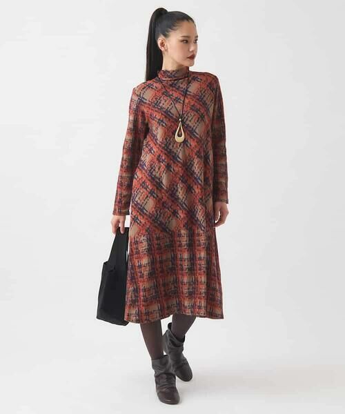 HIROKO BIS / ヒロコビス ロング・マキシ丈ワンピース | チェックパイルジャカードワンピース | 詳細10