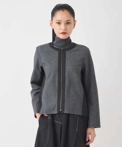 HIROKO BIS / ヒロコビス ノーカラージャケット | 異素材ノーカラージャケット /洗える