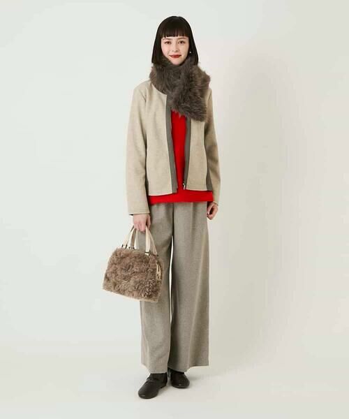 HIROKO BIS / ヒロコビス ノーカラージャケット | 異素材ノーカラージャケット /洗える | 詳細2