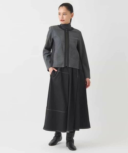 HIROKO BIS / ヒロコビス ノーカラージャケット | 異素材ノーカラージャケット /洗える | 詳細14