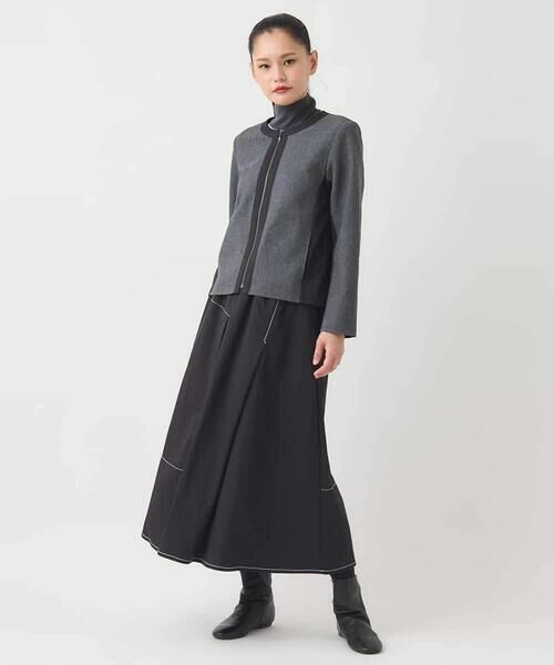 HIROKO BIS / ヒロコビス ノーカラージャケット | 異素材ノーカラージャケット /洗える | 詳細15