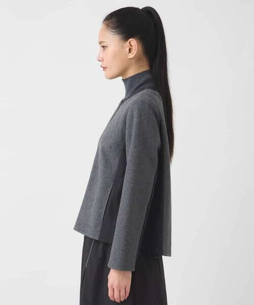 HIROKO BIS / ヒロコビス ノーカラージャケット | 異素材ノーカラージャケット /洗える | 詳細3