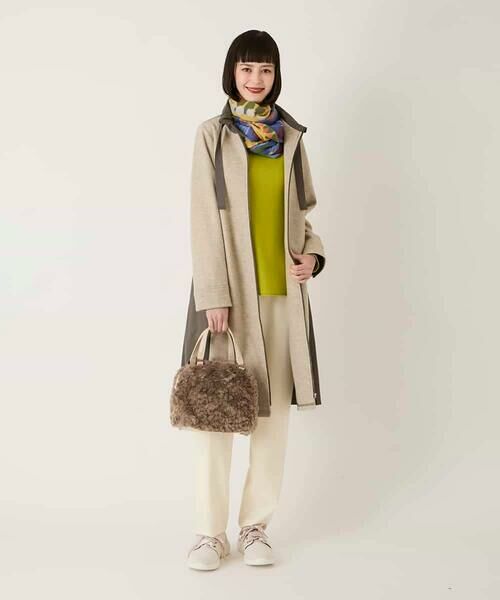 HIROKO BIS / ヒロコビス その他アウター | 異素材スタンドカラーロングコート /洗える | 詳細1