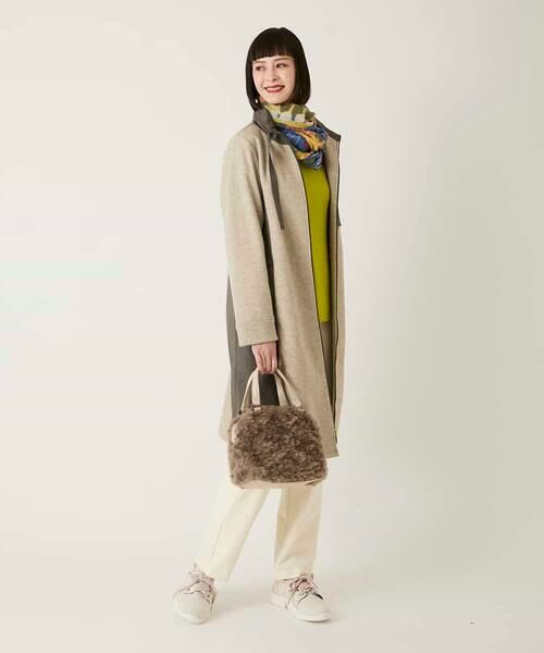 HIROKO BIS / ヒロコビス その他アウター | 異素材スタンドカラーロングコート /洗える | 詳細2