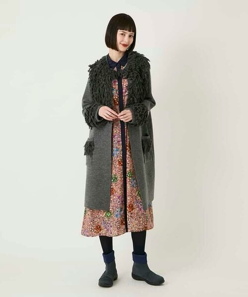 HIROKO BIS / ヒロコビス ロング・マキシ丈ワンピース | 幾何フラワーアートプリントワンピース /洗える | 詳細14