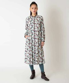 HIROKO BIS / ヒロコビス ロング・マキシ丈ワンピース | ペイント柄タックフレアワンピース /洗濯機で洗える