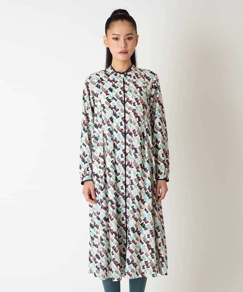 HIROKO BIS / ヒロコビス ロング・マキシ丈ワンピース | ペイント柄タックフレアワンピース /洗濯機で洗える | 詳細1