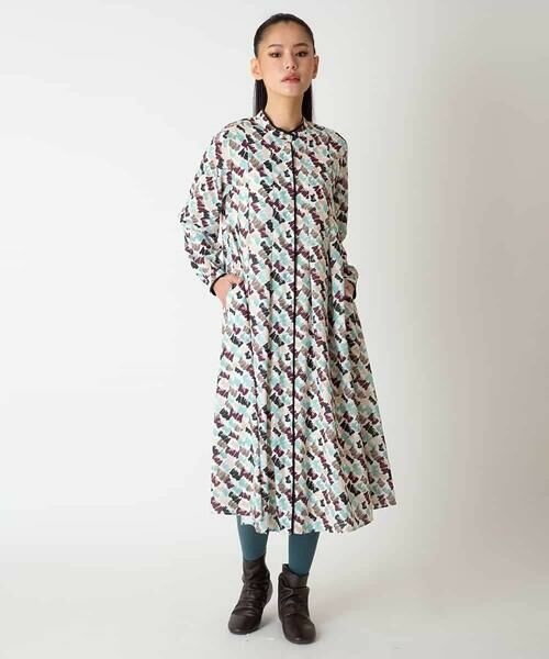 HIROKO BIS / ヒロコビス ロング・マキシ丈ワンピース | ペイント柄タックフレアワンピース /洗濯機で洗える | 詳細12