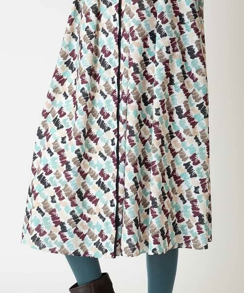 HIROKO BIS / ヒロコビス ロング・マキシ丈ワンピース | ペイント柄タックフレアワンピース /洗濯機で洗える | 詳細9