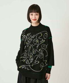 HIROKO BIS / ヒロコビス ニット・セーター | ニュアンス刺繍アクセントニットプルオーバー