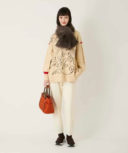 HIROKO BIS / ヒロコビス ニット・セーター | ニュアンス刺繍アクセントニットプルオーバー | 詳細13