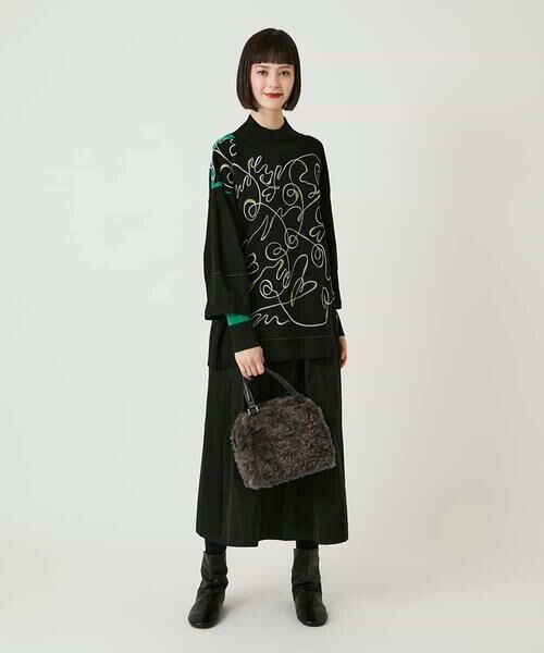 HIROKO BIS / ヒロコビス ニット・セーター | ニュアンス刺繍アクセントニットプルオーバー | 詳細3