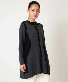 HIROKO BIS / ヒロコビス チュニック | 配色切り替えスパンコールニットチュニック